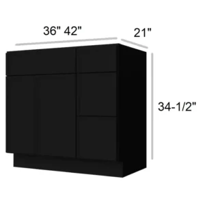 Slim Shaker Black - Vanity Sink Drawer, 36"W x 34.5"H x 21"D
