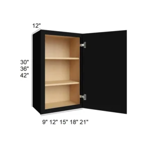 Slim Shaker Black - Standard Wall Cabinets, 12"W x 30"H x 12"D
