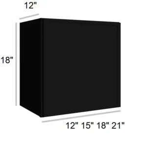Slim Shaker Black - Wall Bridge Cabinets, 12"W x 18"H x 12"D