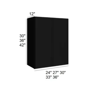 Slim Shaker Black - Standard Wall Cabinets, 24"W x 30"H x 12"D