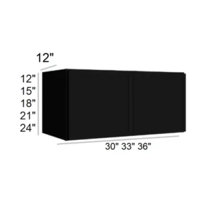 Slim Shaker Black - Wall Bridge Cabinets, 24"W x 12"H x 12"D