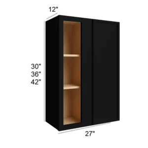 Slim Shaker Black - Blind Wall Cabinets, 27"W x 30"H x 12"D