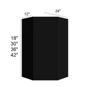 Slim Shaker Black - Diagonal Wall Cabinets, 24"W x 30"H x 12"D