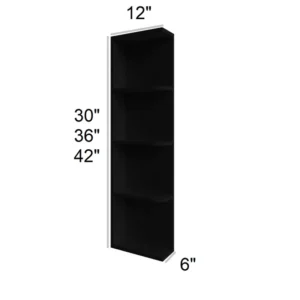 Slim Shaker Black - Open Shelf Cabinets, 6"W x 30"H x 12"D