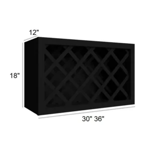 Slim Shaker Black - Wall Wine Rack Cabinets, 30"W x 15"H x 12"D