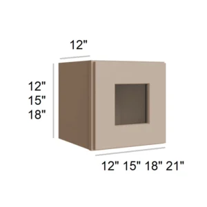 SLIM SHAKER OAK - Bridge Wall Glass Door Cabinets, 12"W x 12"H x 12"D