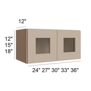 SLIM SHAKER OAK - Bridge Wall Glass Door Cabinets, 23"W x 18"H x 12"D