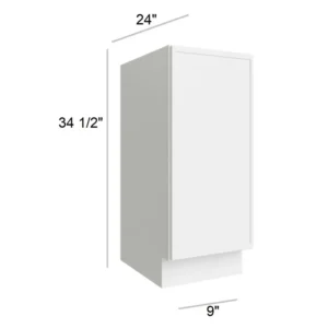 Slim Shaker White - Base Full Height Door, 9"W x 34.5"H x 24"D