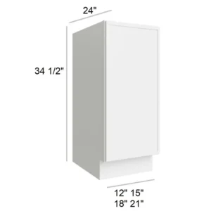 Slim Shaker White - Base Full Height Door, 12"W x 34.5"H x 24"D