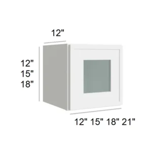 Slim Shaker White - Bridge Wall Glass Door Cabinets, 12"W x 12"H x 12"D