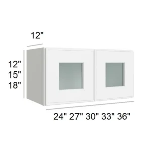 Slim Shaker White - Bridge Wall Glass Door Cabinets, 23"W x 18"H x 12"D