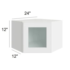 Slim Shaker White - Wall Diagonal Glass Door, 24"W x 12"H x 12"D