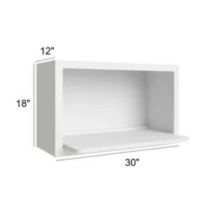 Slim Shaker White - Microwave Wall Cabinet, 30"W x 18"H x 12"D