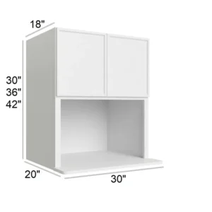 Slim Shaker White - Microwave Wall Cabinet, 30"W x 30"H x 12"D