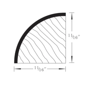 Slim Shaker White - Quarter Round Molding, 96"W x 0.75"H x 0.75"D