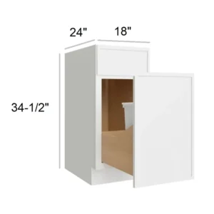 Slim Shaker White - Trash Can 1D 1DR, 18"W x 34.5"H x 24"D
