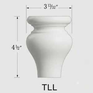 Slim Shaker White - Bun Foot, 1"W x 1"H x 1"D