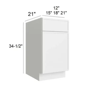 Slim Shaker White - Vanity Base, 12"W x 34.5"H x 21"D
