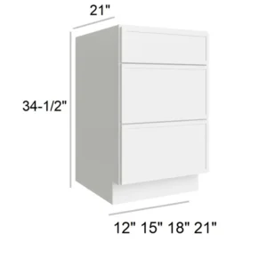 Slim Shaker White - Vanity Drawer Base, 12"W x 34.5"H x 21"D