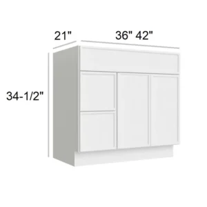 Slim Shaker White - Vanity Sink Drawer, 36"W x 34.5"H x 21"D