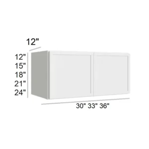 Slim Shaker White - Wall Bridge Cabinets, 24"W x 12"H x 12"D