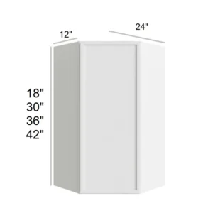 Slim Shaker White - Diagonal Wall Cabinets, 24"W x 30"H x 12"D