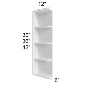 Slim Shaker White - Open Shelf Cabinets, 6"W x 30"H x 12"D