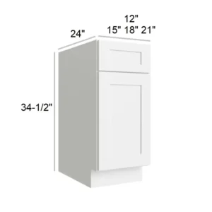 White Shaker - Standard Base, 12"W x 34.5"H x 24"D
