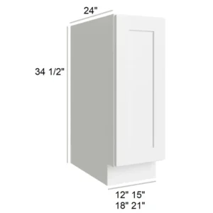 White Shaker - Base Full Height Door, 12"W x 34.5"H x 24"D