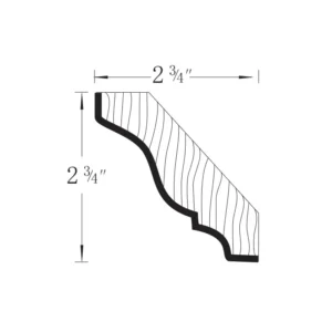 White Shaker - Crown Molding, 96"W x 2"H x 0.625"D