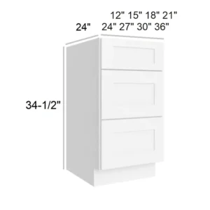 White Shaker - Drawer Base, 12"W x 34.5"H x 24"D