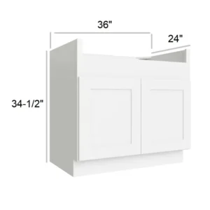 White Shaker - Farm Sink base, 36"W x 34.5"H x 24"D