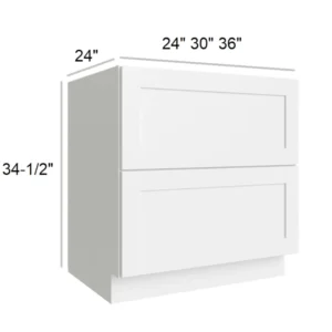 White Shaker - 2 Drawer Base, 30"W x 34.5"H x 24"D