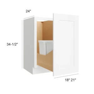 White Shaker - BASE CABINETS W/O Trash Can Full Height, 21"W x 34.5"H x 24"D