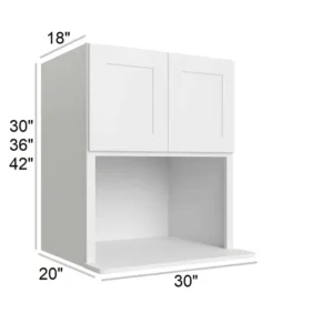 White Shaker - Microwave Wall Cabinet, 30"W x 30"H x 12"D