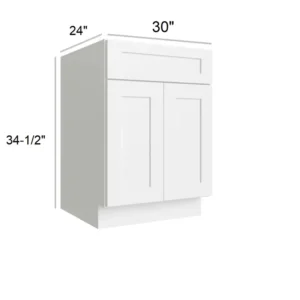 White Shaker - Sink Base, 30"W x 34.5"H x 24"D