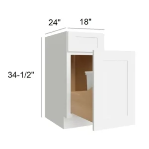 White Shaker - Trash Can 1D 1DR, 18"W x 34.5"H x 24"D