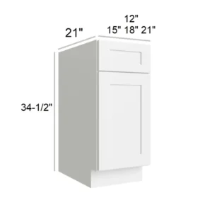 White Shaker - Vanity Base, 12"W x 34.5"H x 21"D