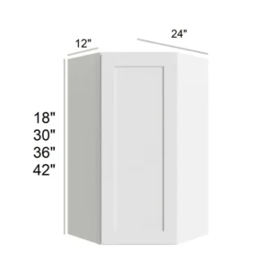 White Shaker - Diagonal Wall Cabinets, 24"W x 30"H x 12"D