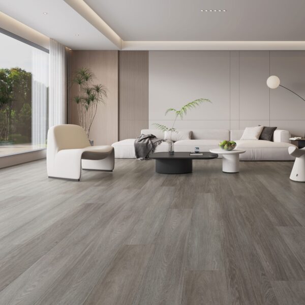 Charcoal Frost glue down vinyl plank flooring room scene